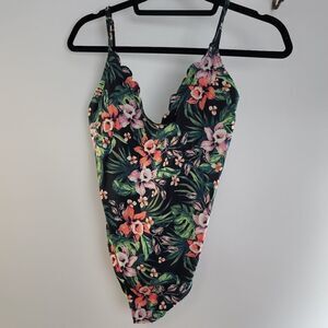 Vanilla/Beach tropical print one piece